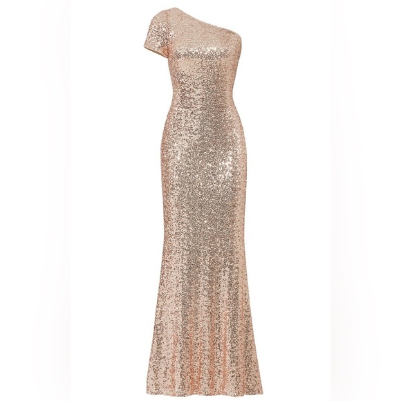 Badgley Mischka Dresses & Skirts - Badgley Mischka Long Sequin One Shoulder Gown